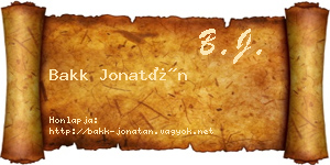 Bakk Jonatán névjegykártya